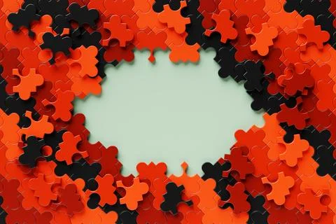 Place for text around a frame of voluminous multi-colored puzzles. Business c Stock Illustration