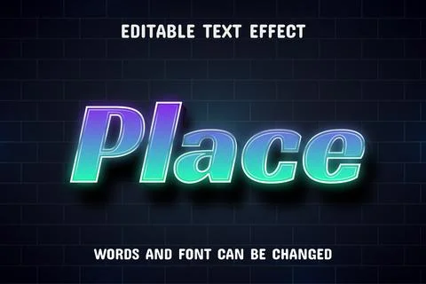 Place text - neon text effect editable 스톡 일러스트