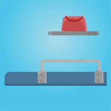 Place at train. Shelf and bag. Traveling situation. Stock-Illustration