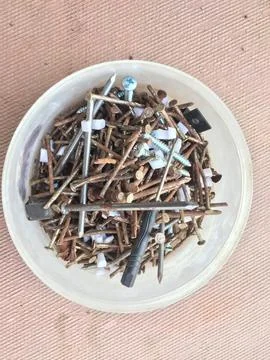 Place of used nails Stock Photos