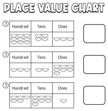Place Value Chart for Learning Fractions Stock Illustration