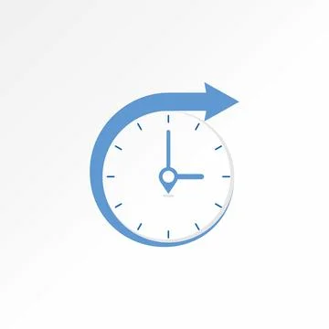 Place wall clock watch time fast swoosh arrow point date speed period dial Stock Illustration