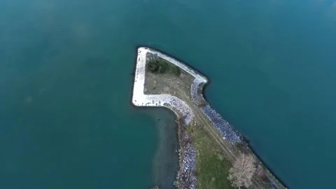 A place where a river divides into two smaller ones. River branching. Stock Footage 234227110