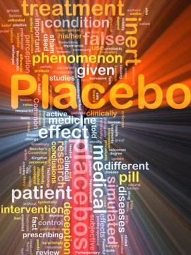 Placebo background concept wordcloud glowing Stock Illustration