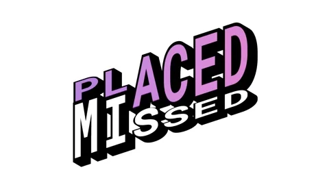 PLACED vs MISSED, 3D Text Animation in Isometric View with Opposite Word Motion Stock Footage 314263800