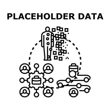 Placeholder data concept representing information flow and analytics Stock Illustration