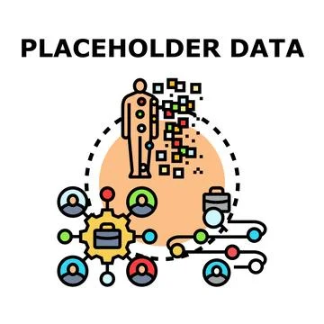 Placeholder data concept representing information flow and analytics Stock Illustration