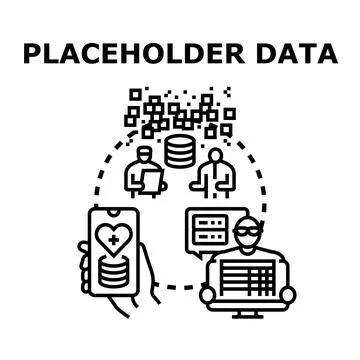Placeholder data management concept and digital information processing Stock Illustration
