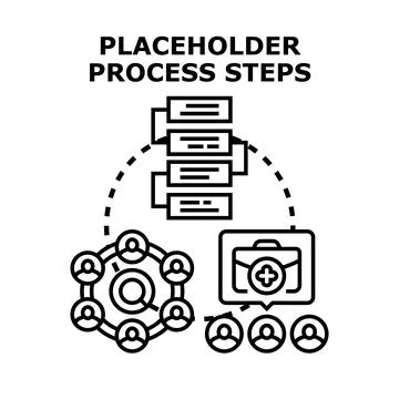 Placeholder process steps concept identifying workflow sequence Stock-Illustration