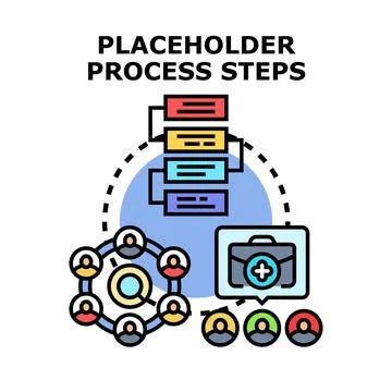 Placeholder process steps concept identifying workflow sequence Stock Illustration