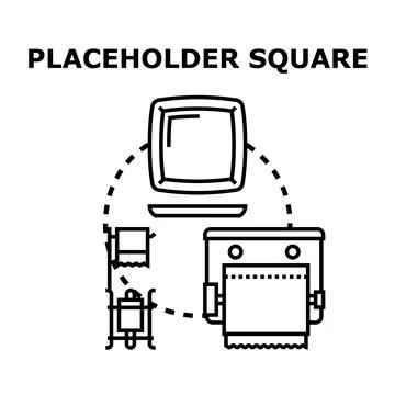 Placeholder square concept with connected user interface elements Stock Illustration