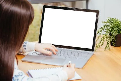 Placeit - Child Uses a Computer for School Work Foto stock