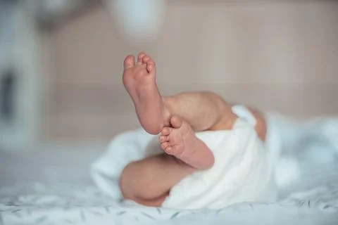 The places these tiny feet will take him one day... Stock Photos