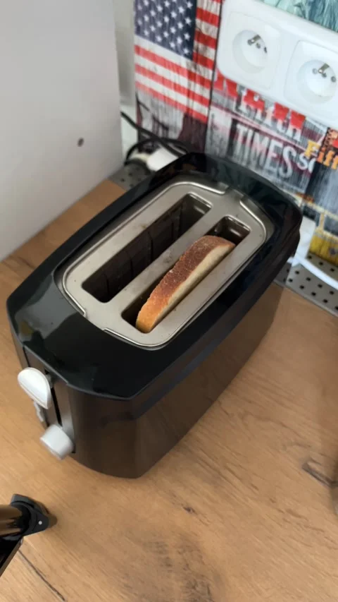 Placing Bread in Toaster and Turning It On Stock Footage 303579276