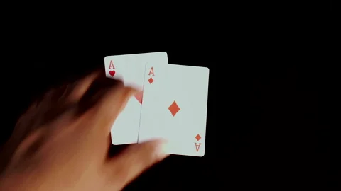 Placing Cards - 2 Aces Red Stock-Footage 134573721