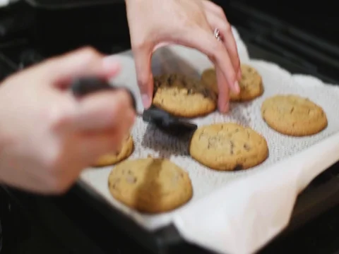 Placing cookies on a plate Video stock 80740049