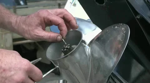 Placing Cotter pin on boat propeller Stock Footage 18034155
