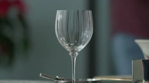 Placing Crystal Glassware Down While Setting Dinner Table African American Man Stock Footage 130601794