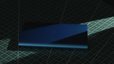Placing external blue SSD drive on green leather desk mat Stock-Footage 335143250