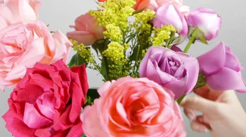 Placing Flower Bouquet Stock Footage 8918972