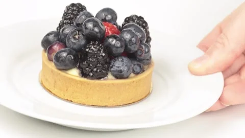 Placing Fruit Tart Down Видео 341452715