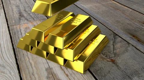 Placing gold bars Stock Footage 66777851