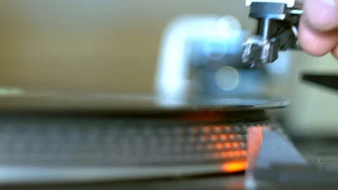 Placing needle on LP player Stock Footage 94629815
