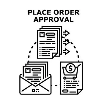 Placing order approval process document submission workflow 스톡 일러스트