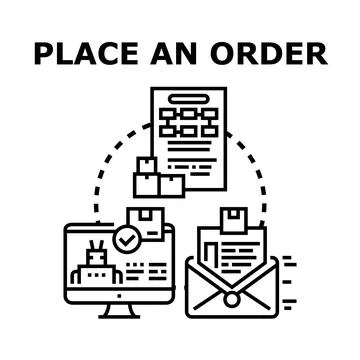 Placing an order online for e commerce delivery Illustrazione stock