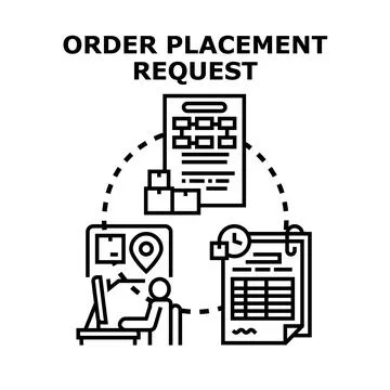 Placing order request for online retail delivery Stockillustratie