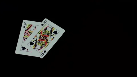 Placing Playing Cards - 2 Queens Black Stock-Footage 134571261