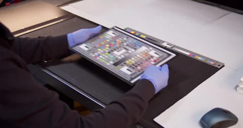 Placing a Professional Color Calibration Chart for Digitization Stock Footage 315945853