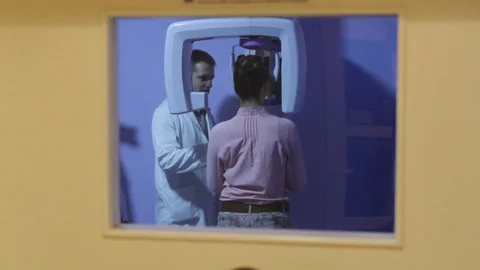 Placing protective equipment for dental scanning Stock Footage 72294327