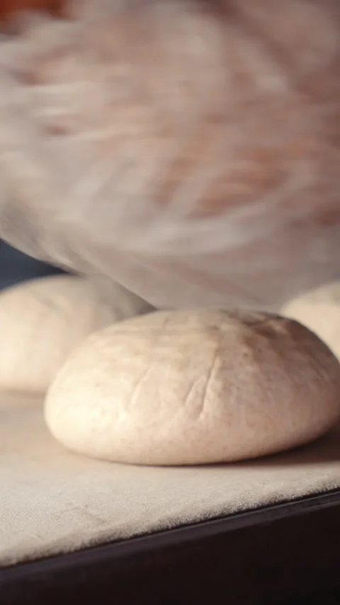 Placing Round White Bread Dough on a Baking Board Video stock 344313251