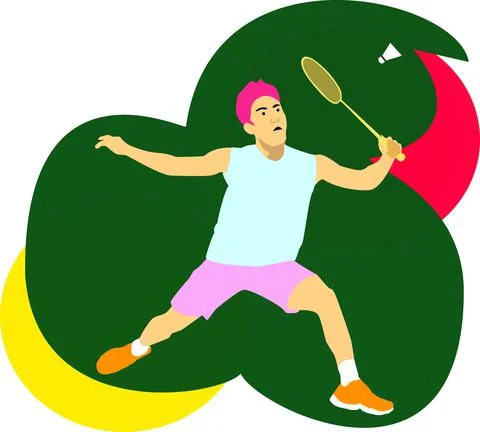 Placing the Shuttlecock Smoothly Stock Illustration
