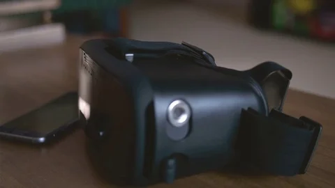 Placing Smart Phone in VR Headset Close Up Vídeo Stock 71134754