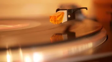 Placing Stylus on Vinyl Record Stock Footage 86036200