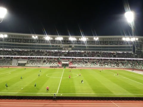 Plaeyrs practicing during halftime Stock Photos