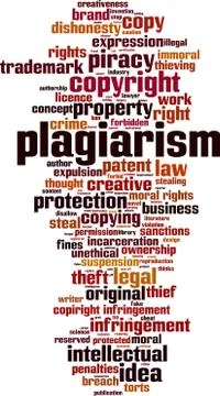 Plagiarism word cloud Stock Illustration