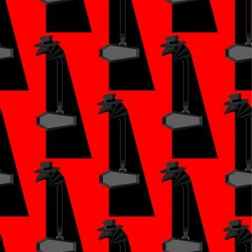 Plague doctor pattern seamless. Medieval doc treat pandemic and epidemic back Stock Illustration
