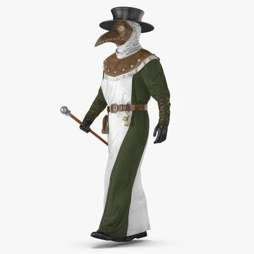 Plague Doctor Walking Pose 3D Model
