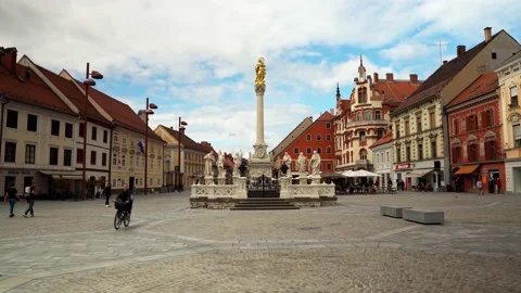 Plague Monument on the main square of Maribor Slovenia Stock Footage 220340700