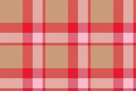 Plaid background, check seamless pattern in red. Vector fabric texture for te Stock Illustration
