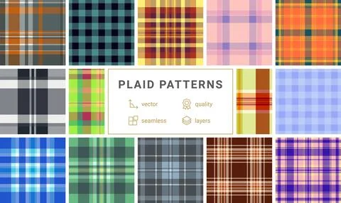 Plaid bundle for academic journals. Coordinated tartan textures improve study 库存插图