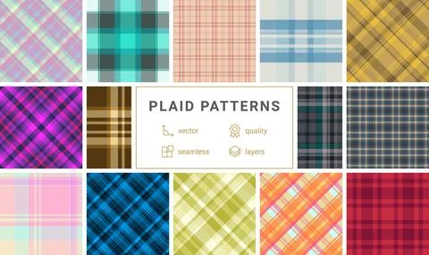 Plaid bundle for academic planners. Coordinated tartan repeats enhance orga.. 스톡 일러스트