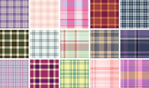 Plaid bundle built for heritage stationery and packaging. Seamless tartan rep Stock Illustration