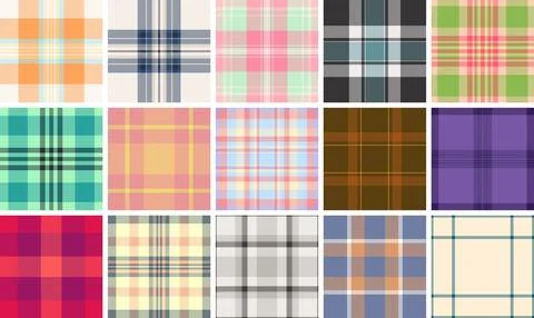 Plaid bundle built for product mockups. Menswear tartan backgrounds enhance.. Stock Illustration