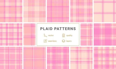 Plaid bundle built for product mockups. Home textiles tartan backgrounds en.. Stock Illustration