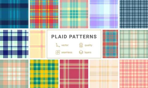 Plaid bundle built for product mockups. Birthday tartan backgrounds enhance p Stock Illustration