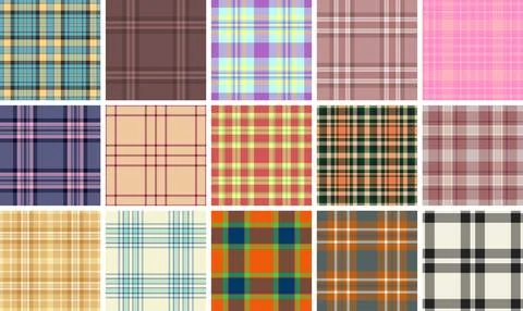 Plaid bundle capturing USA heritage and buffalo check aesthetics. Vector patt Stock Illustration